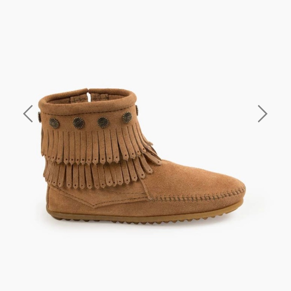 Minnetonka Double Fringe Side Zip Boot